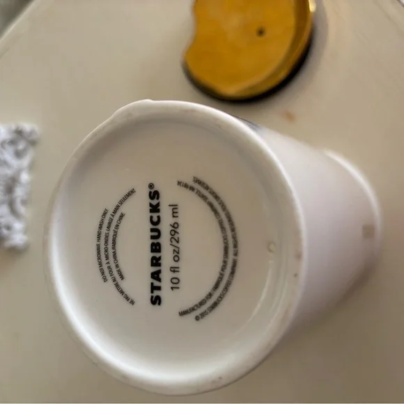 Starbucks Ceramic Mug with Gold Zipper and Lid Accents - Picture 5 of 5